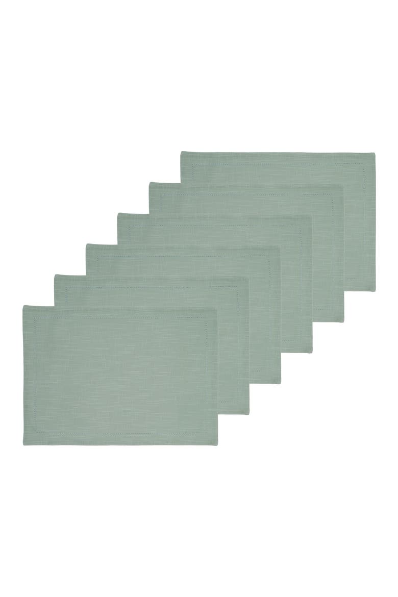 Sea Glass Hemstitch Set of 6 Placemats 14" x 20", Main, color, Blue