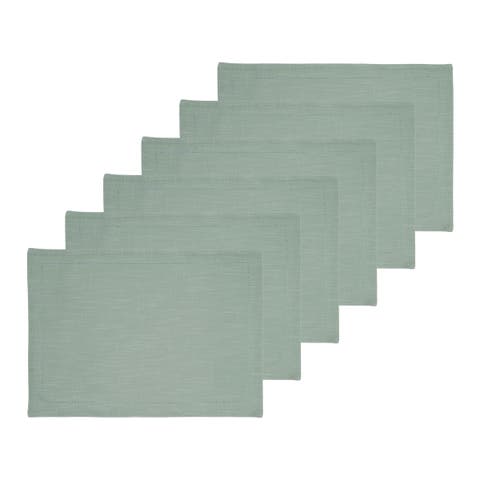 Sea Glass Hemstitch Set of 6 Placemats 14" x 20"