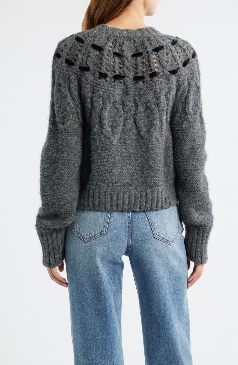 LoveShackFancy Clementian Alpaca & Wool Blend Cardigan, Alternate, color, Dark Grey Melange