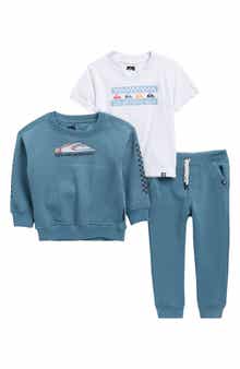 Quiksilver Kids' Logo Fleece Sweatshirt, Graphic T-Shirt & Joggers Set