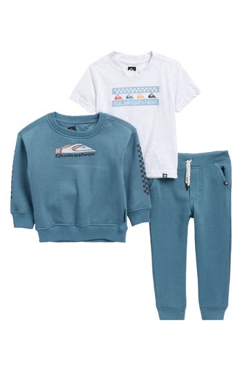 Quiksilver Toddler & Little Boys 4t-7 3-piece Crewneck T-shirt, Hooded Sweatshirt And Joggers Set In Multi