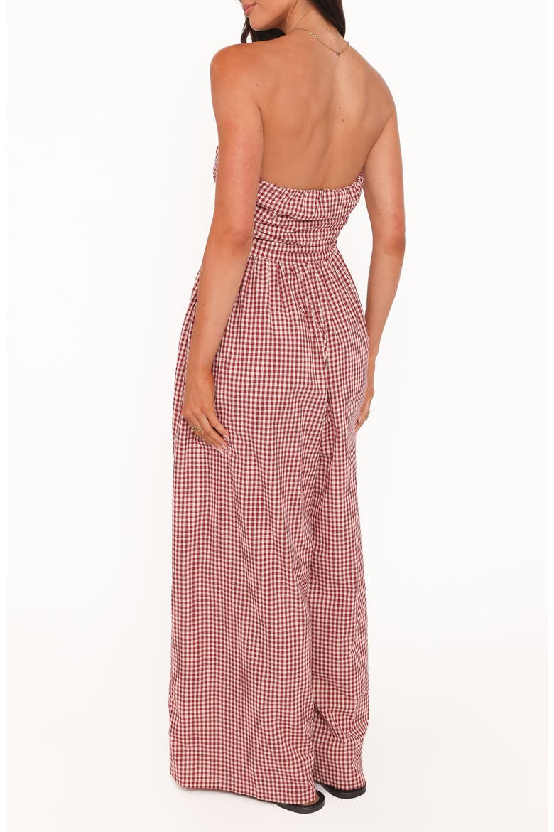 Paige Strapless Wide Leg Jumpsuit, Alternate, color, RED GINGHAM