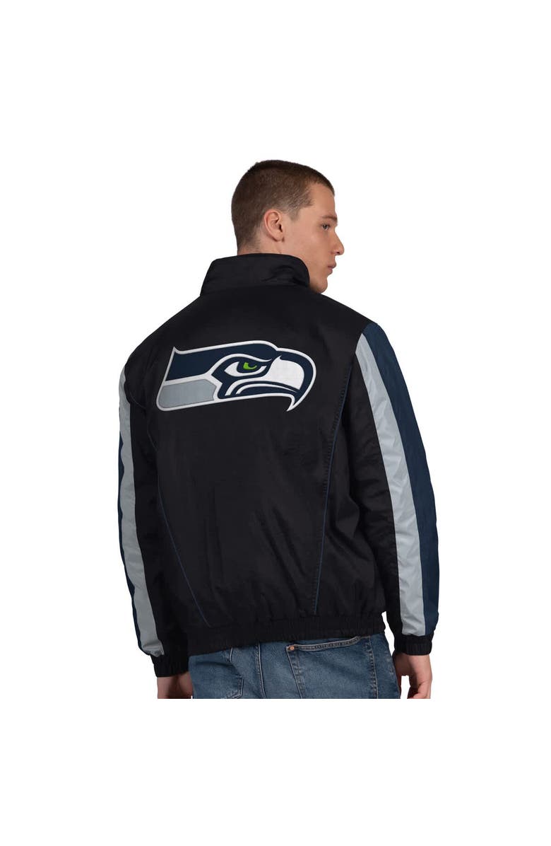 STARTER Men's Starter Black Seattle Seahawks Thursday Night Gridiron Half-Zip Jacket, Alternate, color, Black
