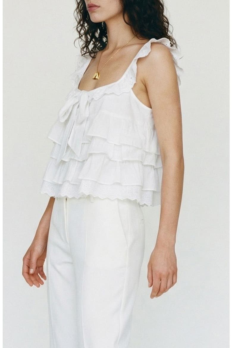 Sandy Sleeveless Layered Top, Alternate, color, SNOW WHITE