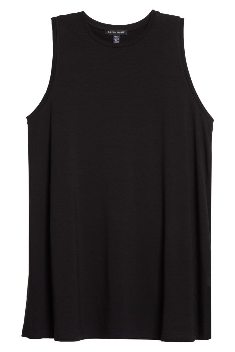 Crewneck Long Tank, Alternate, color, BLACK