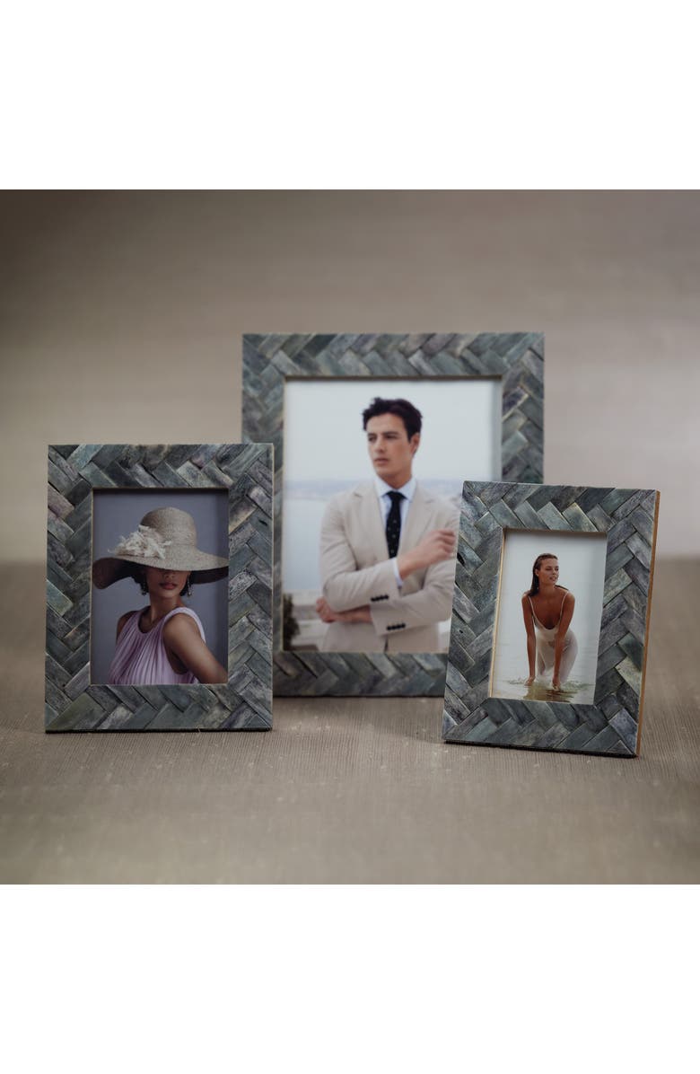 Zodax Bengkula Herringbone Bone Braid Photo Frame, Alternate, color, Gray