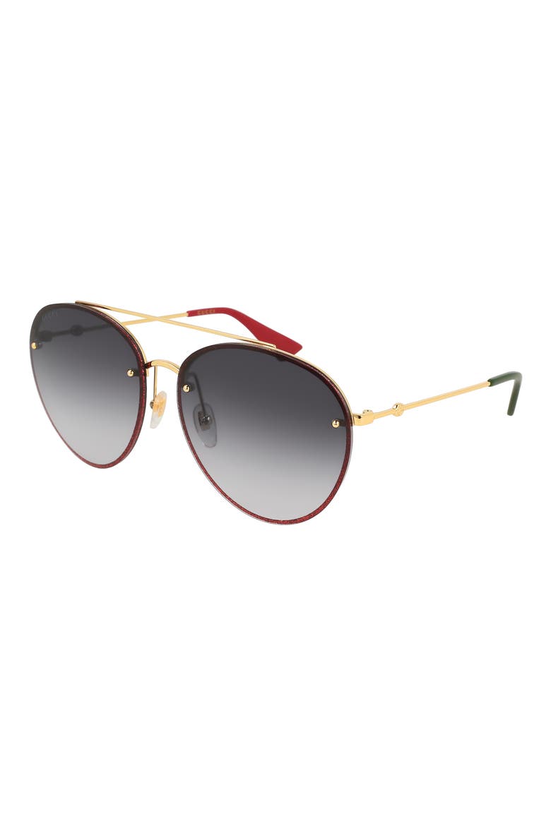 62mm Gradient Oversize Aviator Sunglasses, Main, color, GOLD