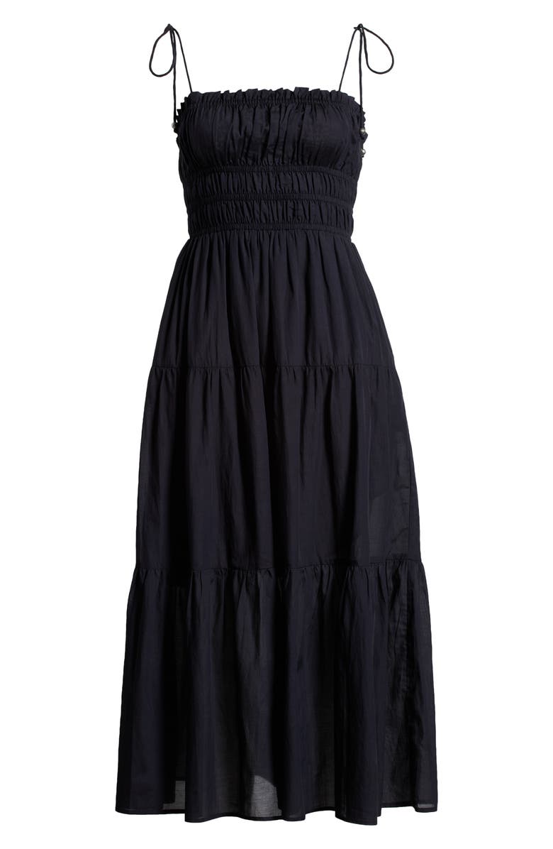 Elan Smocked Cover-Up Midi Dress, Alternate, color, Black