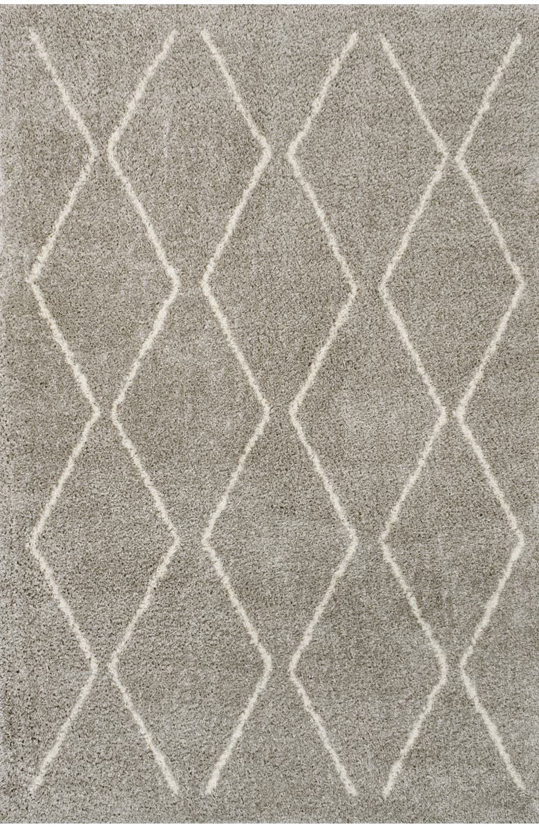 JONATHAN Y Catala Moroccan Diamond Shag Area Rug, Main, color, Gray/Ivory
