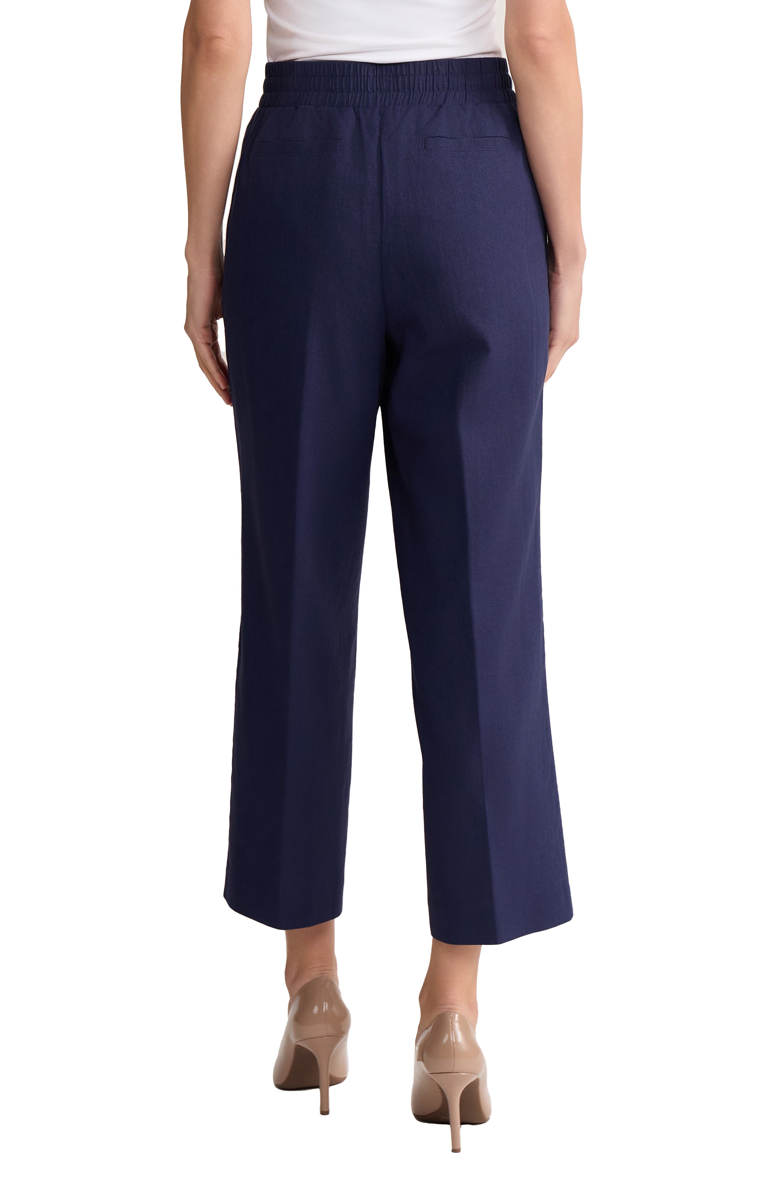 Drawstring Waist Linen Blend Pants - image 4