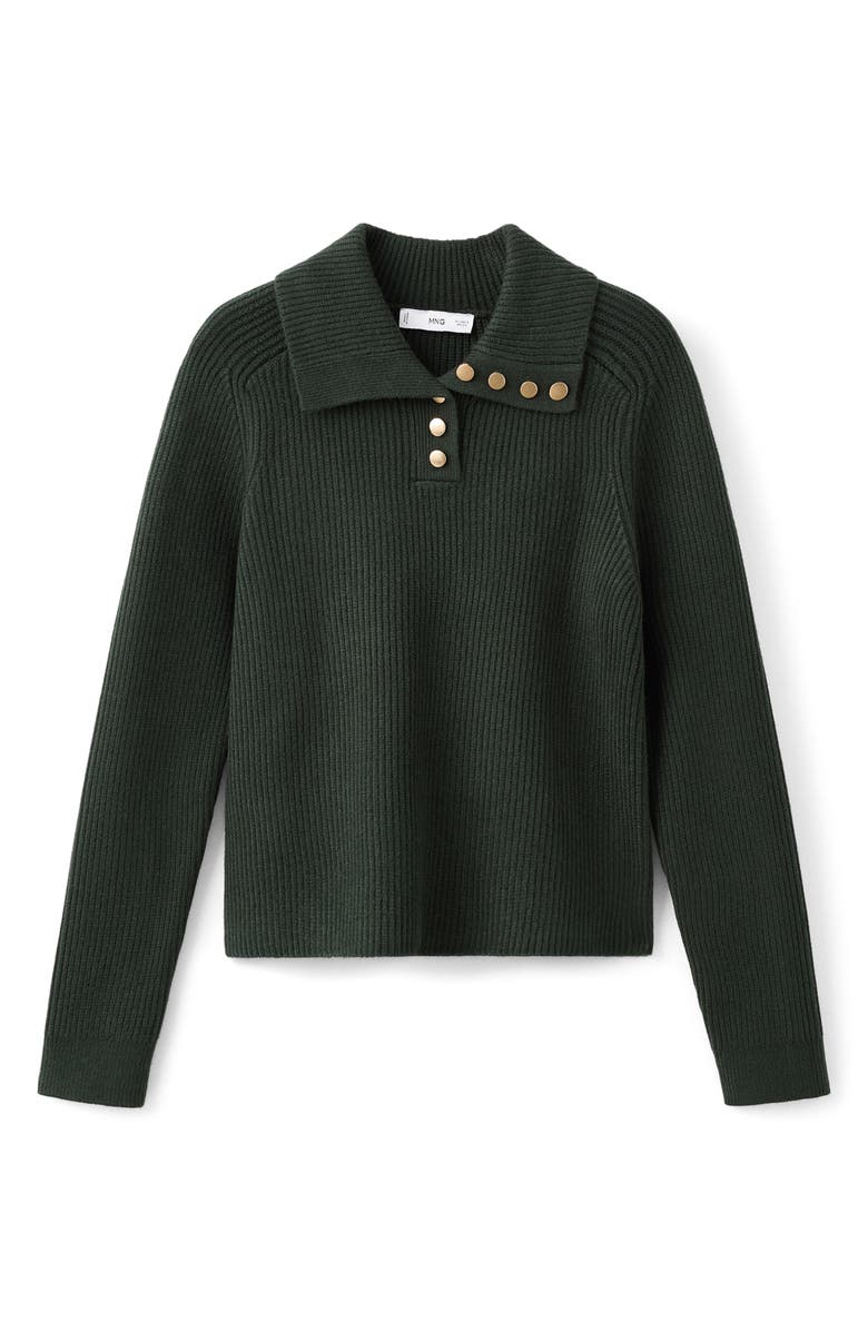 MANGO Ribbed Polo Sweater, Alternate, color, Dark Green