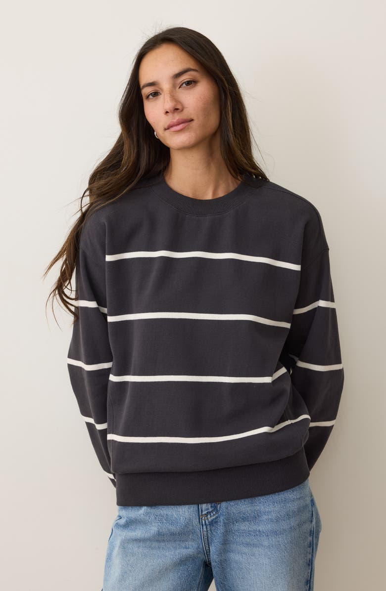 Marine Layer Cloud 9 Fleece Stripe Oversize Sweatshirt, Alternate, color, Black/ White Stripe