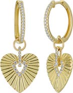 Bony Levy Kiera Diamond Heart Drop Huggie Hoop Earrings