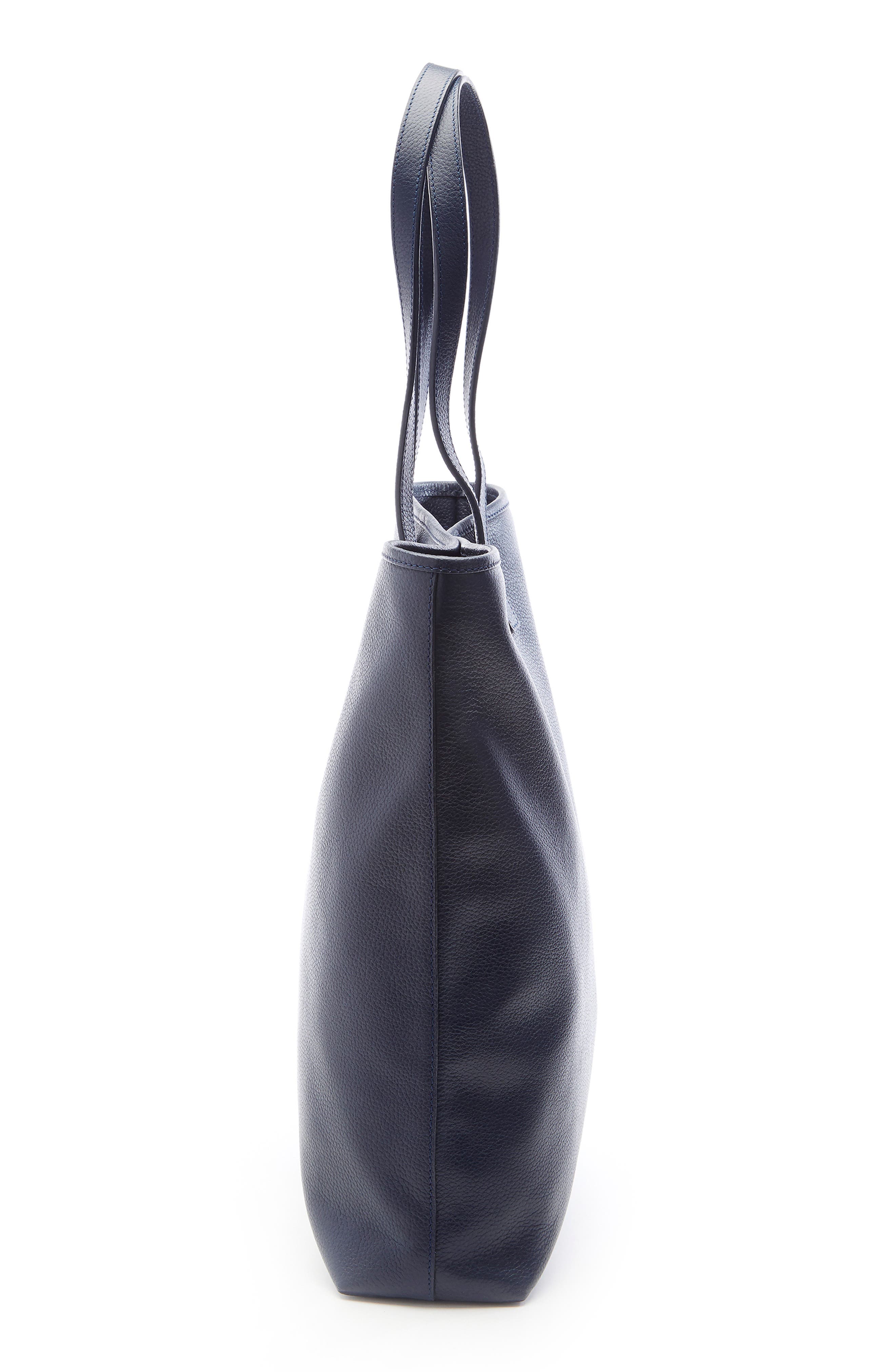 Tall Leather Tote with Wristlet, Alternate, color, NAVY BLUE