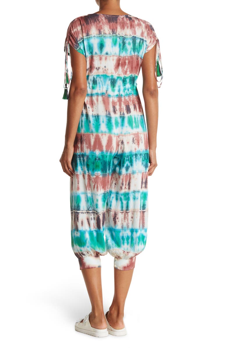 Raga To Dye For Surplice Drawstring Waist Crop Jumpsuit, Alternate, color, 