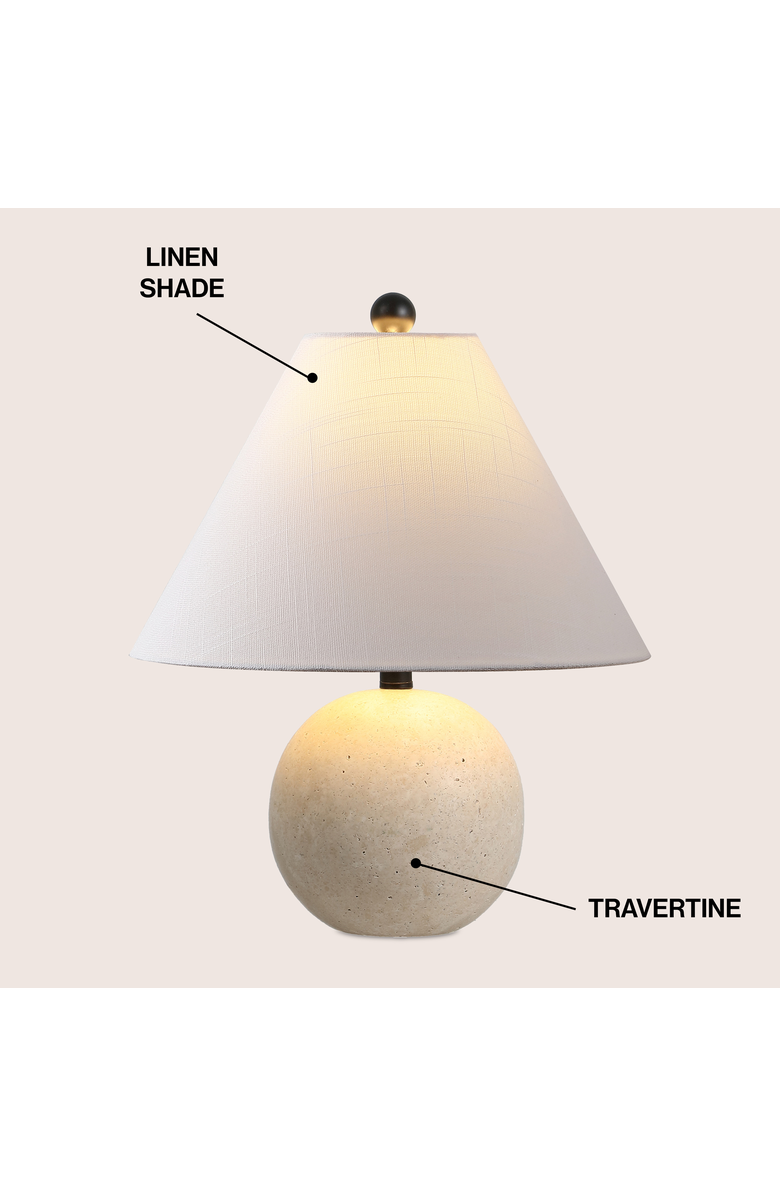 JONATHAN Y Liza 16" Modern Minimalist Travertine Globe LED Table Lamp, Alternate, color, Beige/Black