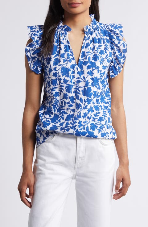 Flounce Sleeve Cotton Gauze Top