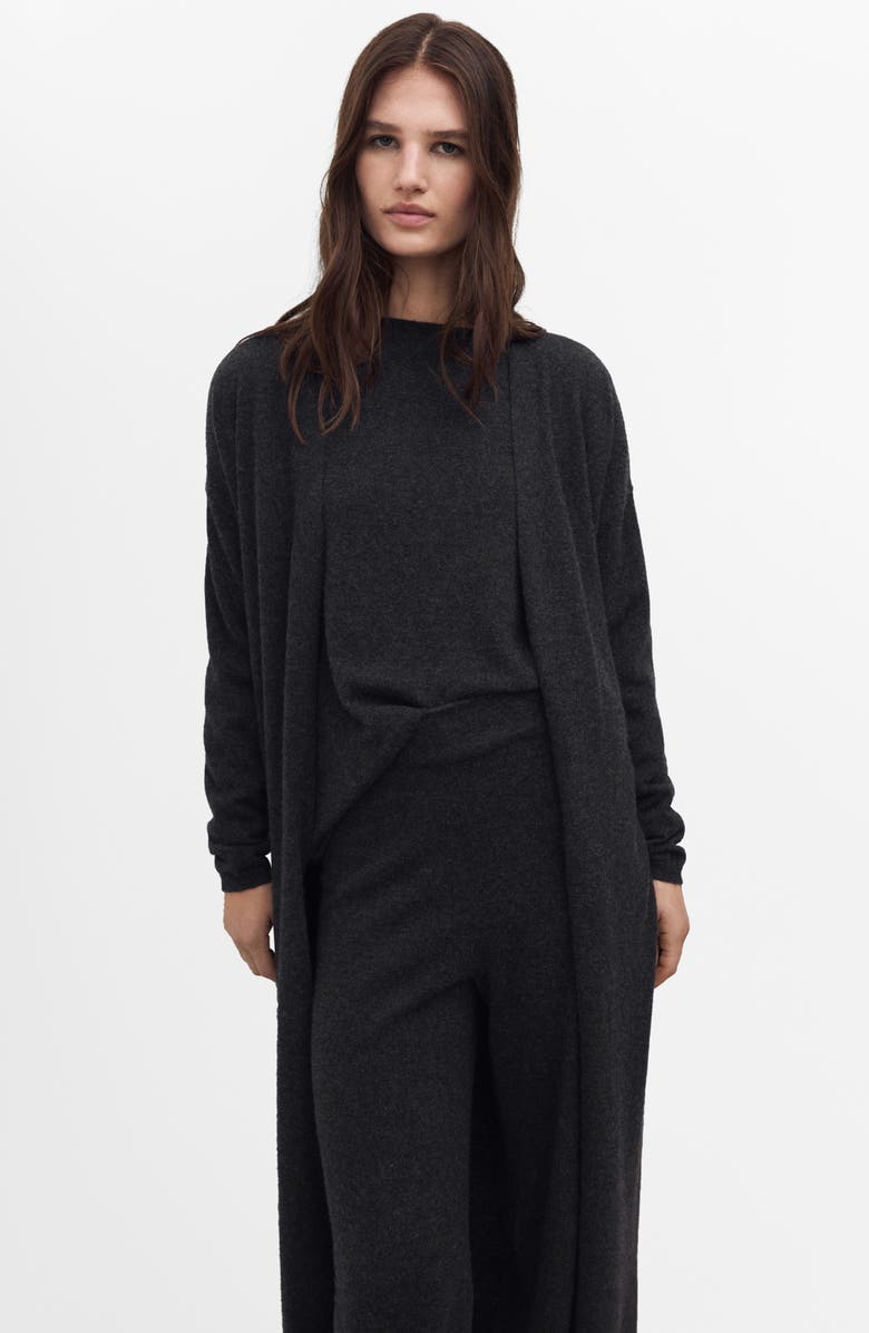 MANGO Cashmere Long Cardigan, Alternate, color, Charcoal