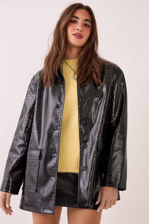 Croc Vinyl Faux Leather Clean Jacket