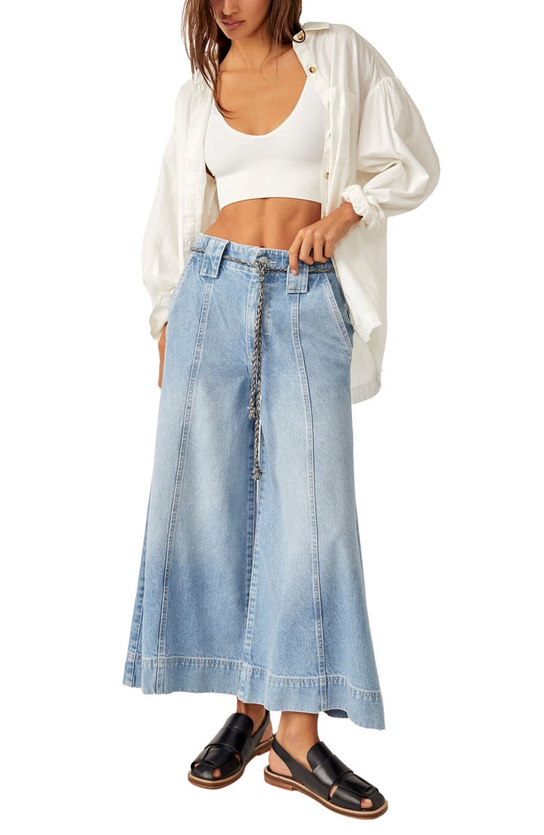 Free People Sheer Luck Belted Crop Wide Leg Jeans, Alternate, color,