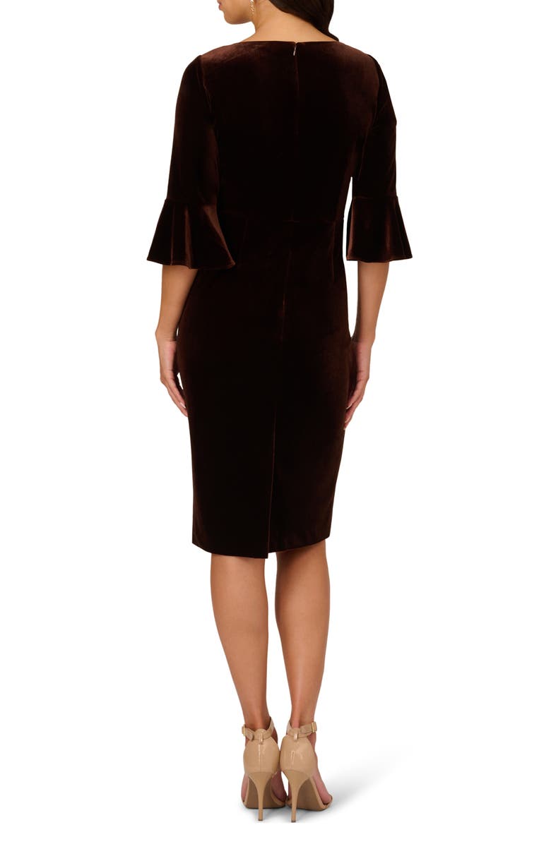 Adrianna Papell Tie Waist Elbow Sleeve Stretch Velvet Dress, Alternate, color,