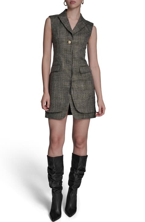 Windowpane Plaid Sleeveless Minidress