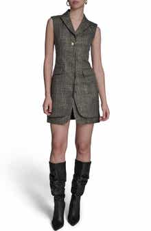 Windowpane Plaid Sleeveless Minidress
