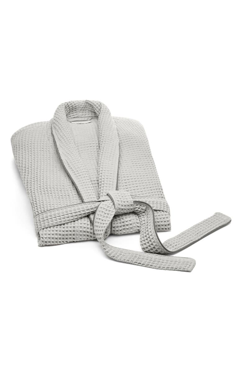 Boll & Branch Organic Cotton Waffle Robe, Alternate, color, Pewter/ Stone
