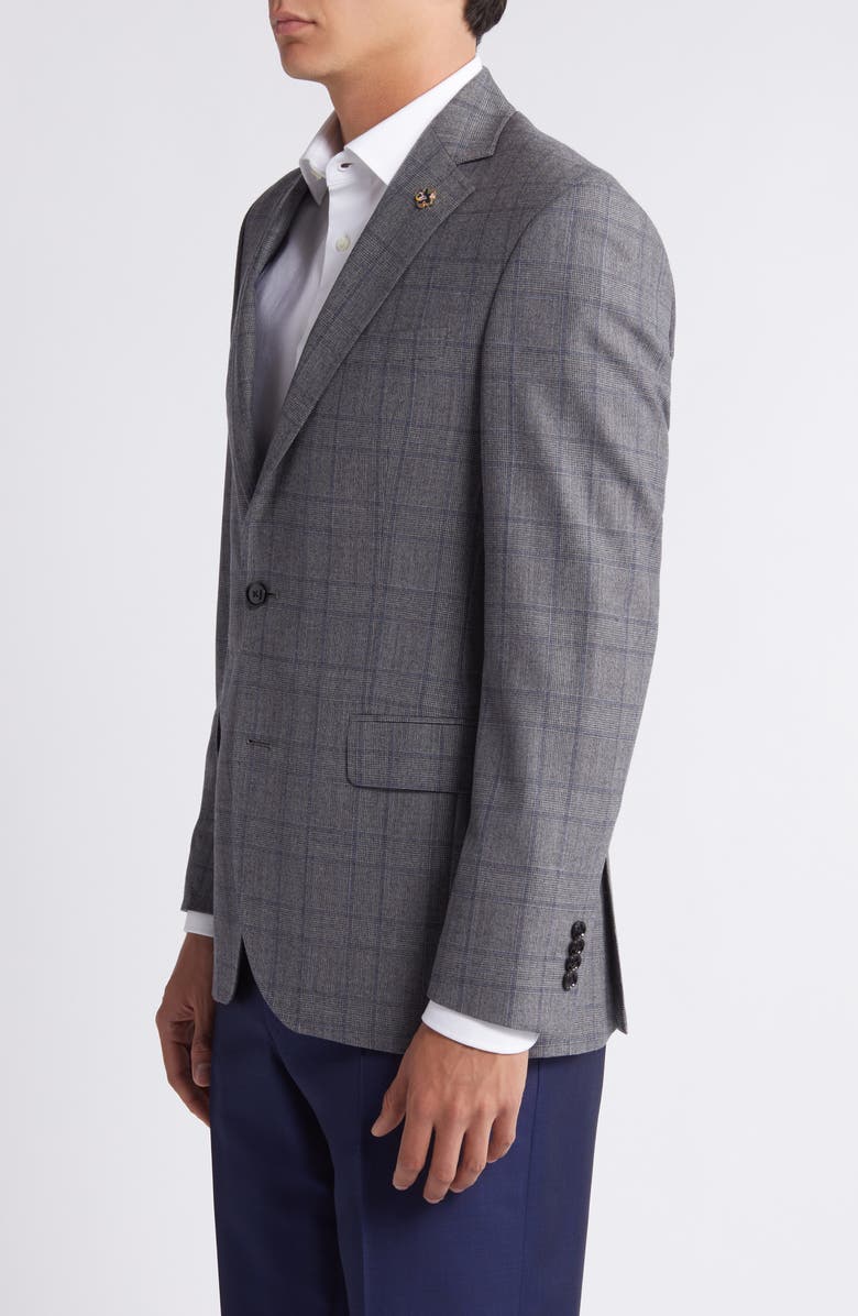 Ted Baker London Jay Slim Fit Glen Plaid Stretch Wool Sport Coat, Alternate, color, Grey