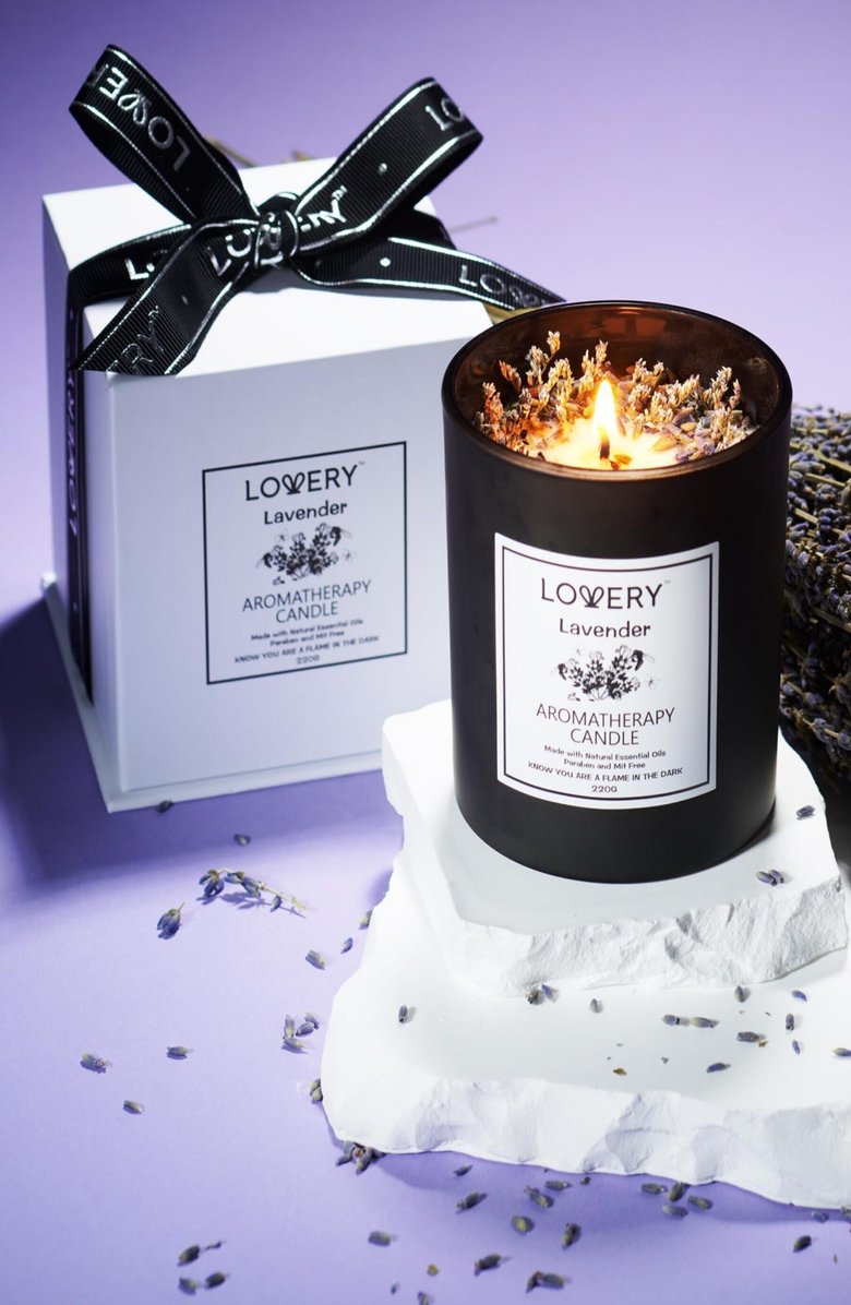 Lovery Lavender Luxury Aromatherapy Scented Candle Gift Set, Alternate, color, Black / White