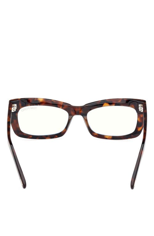 Tom Ford 55mm Rectangular Blue Light Blocking Glasses In Brown