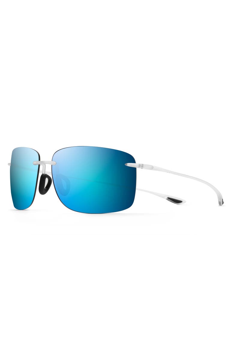 Maui Jim Hema 62mm Polarized Rectangular Sunglasses, Alternate, color, Matte Crystal