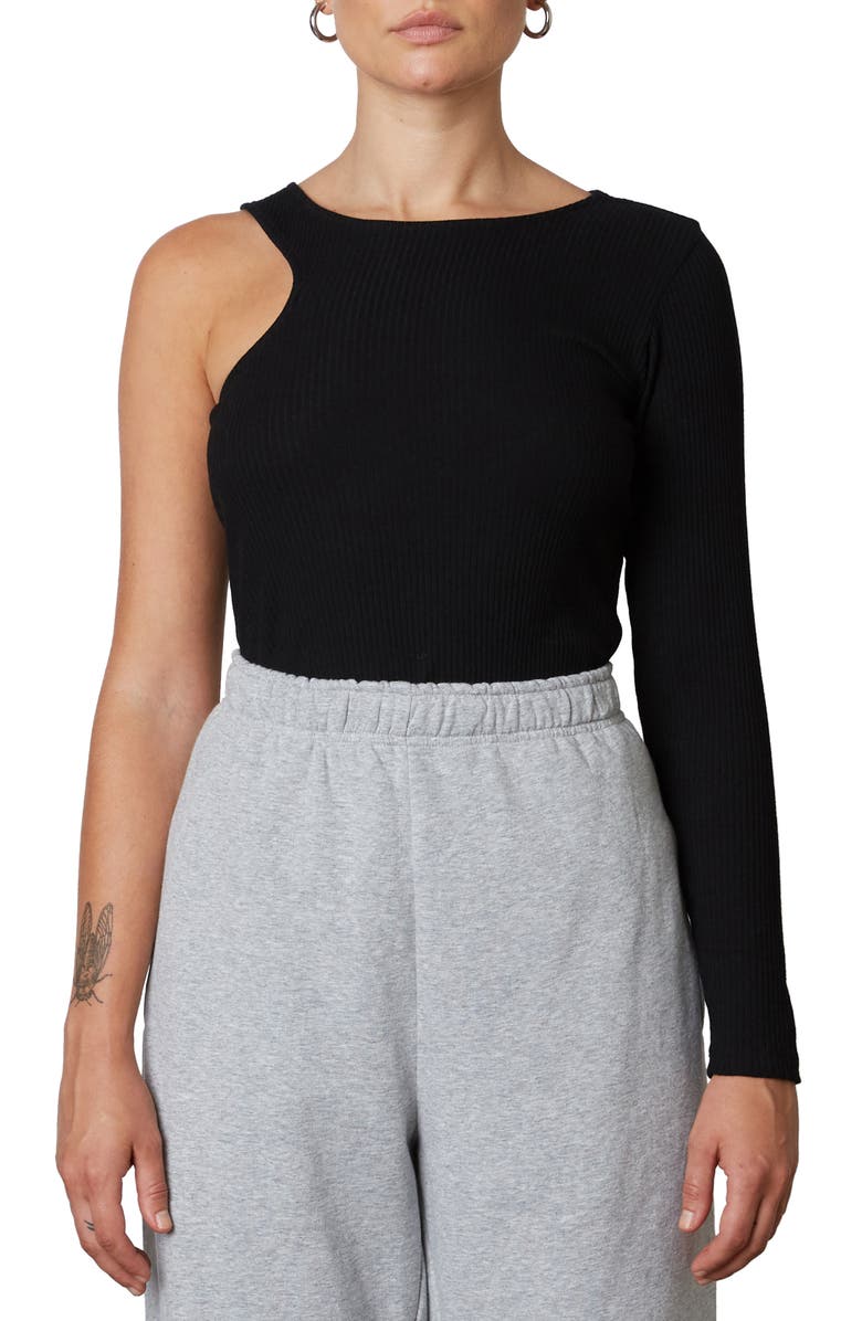 Nia Asymmetrical One-Shoulder Ribbed Sweater, Main, color, 