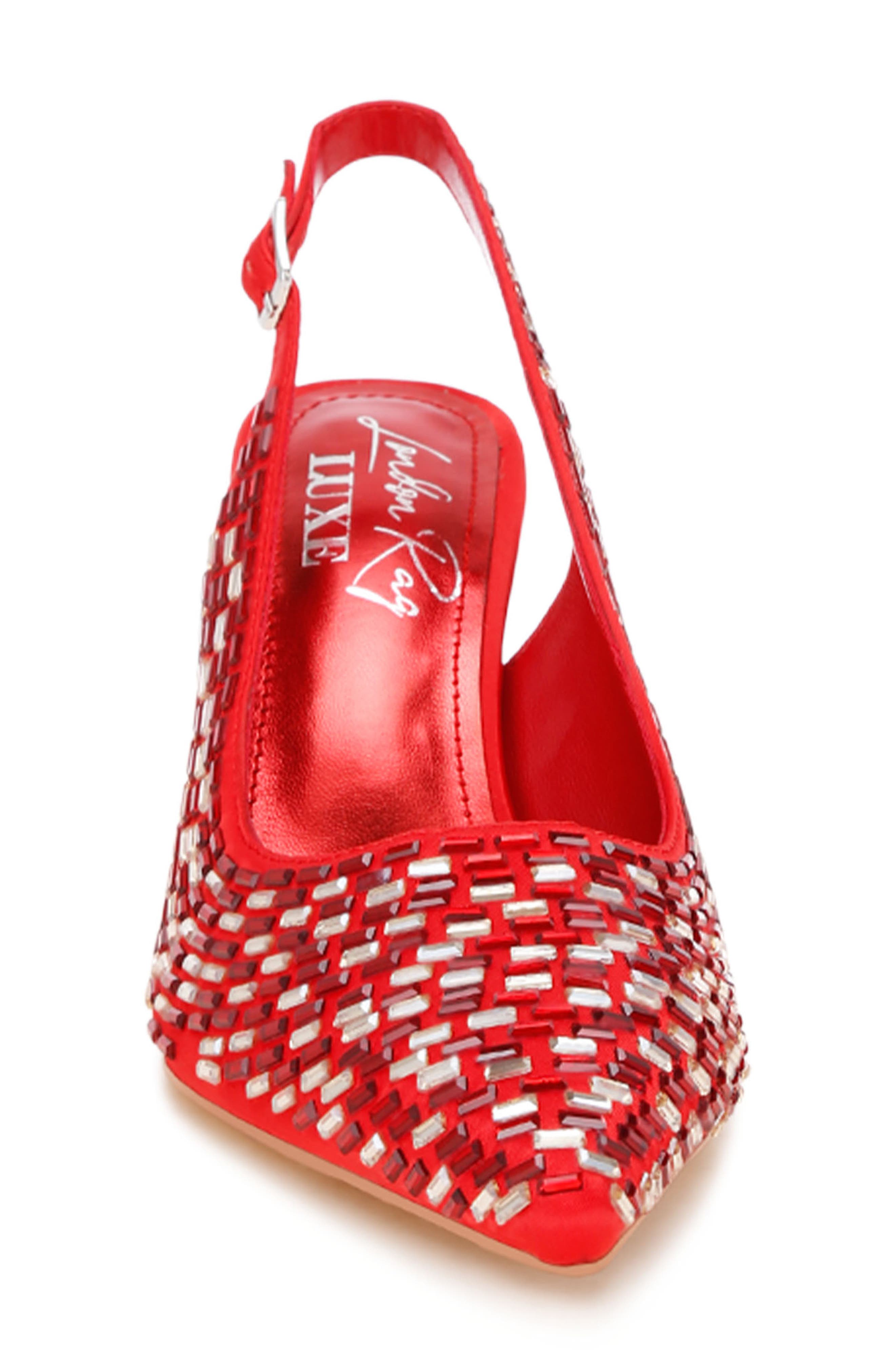 Lutina Mirrored Jewel Slingback Pump, Alternate, color, RED