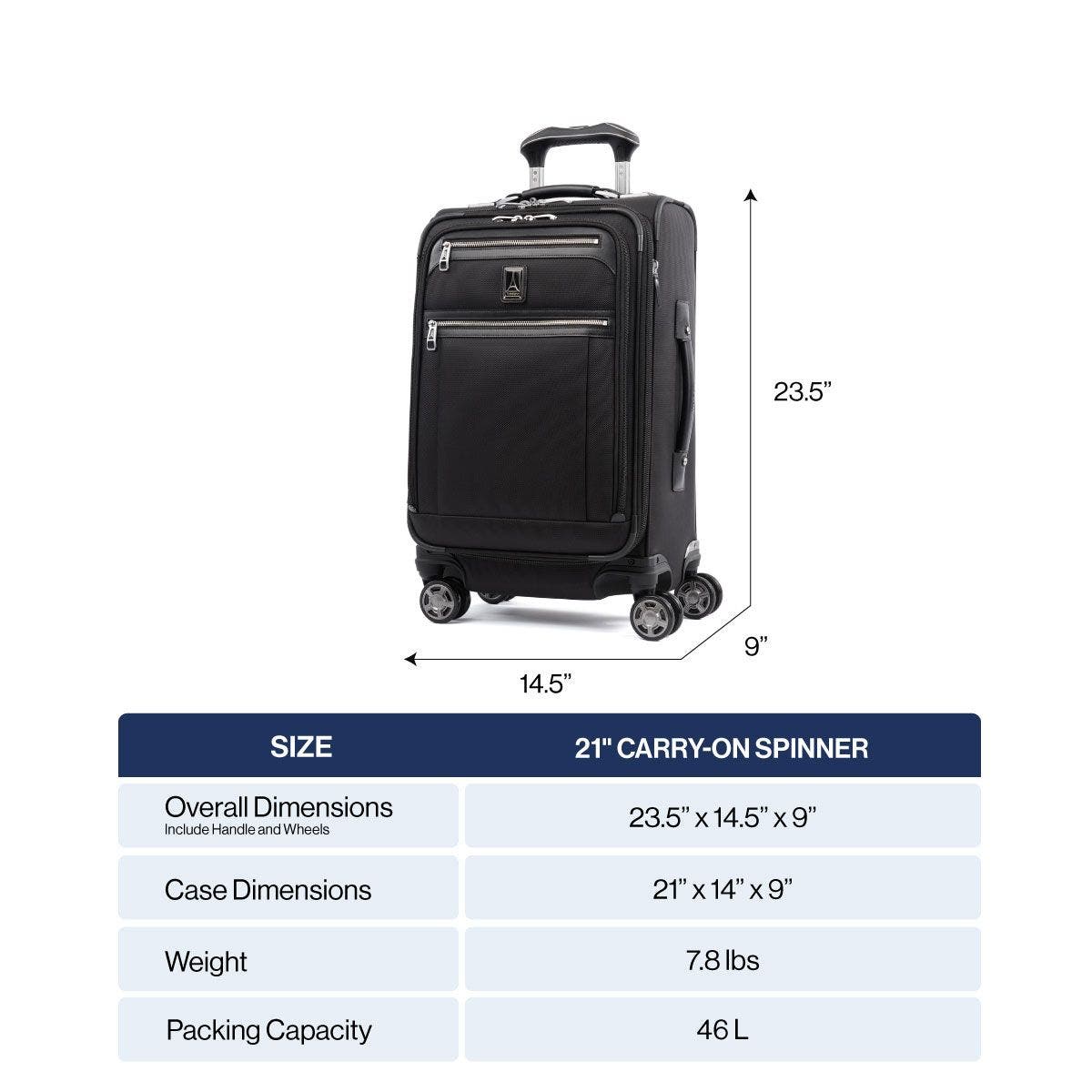 TRAVELPRO Platinum Elite Softside Expandable Carry-On 21-Inch Luggage, Alternate, color, Shadow Black