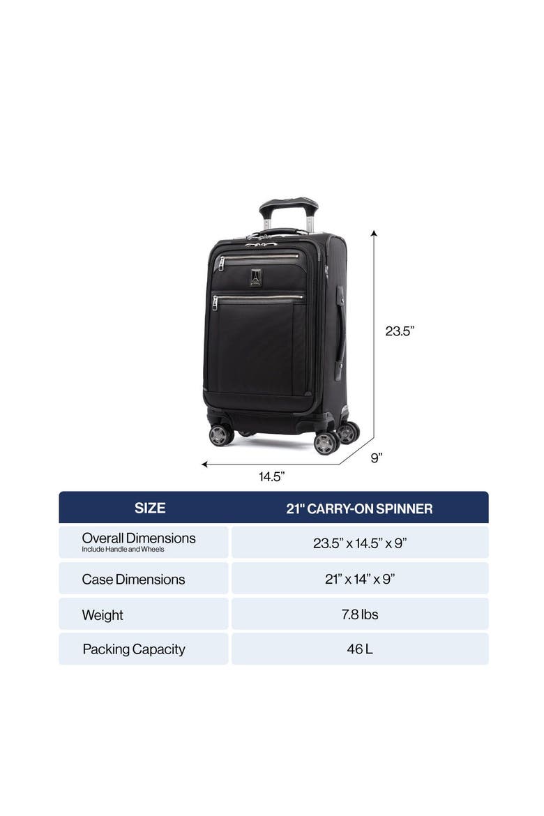 Platinum Elite Softside Expandable 21" Carry On Spinner Luggage, Alternate, color, Dark Blue