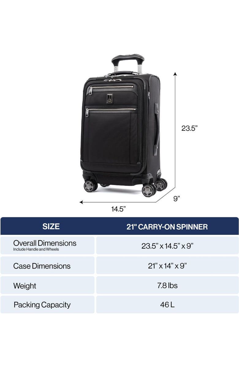 TRAVELPRO Platinum Elite Softside Expandable Carry-On 21-Inch Luggage, Alternate, color, Shadow Black