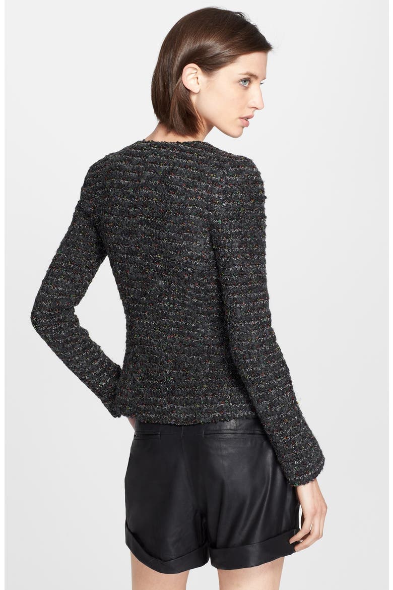 'Carly' Metallic Tweed Moto Jacket, Alternate, color, CHARCOAL