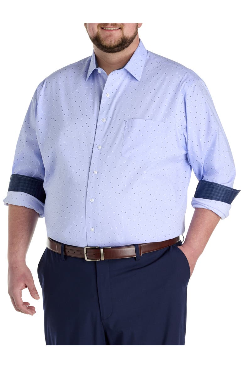 Big & Tall Abstract Print Performance Dress Shirt, Alternate, color, BLUE