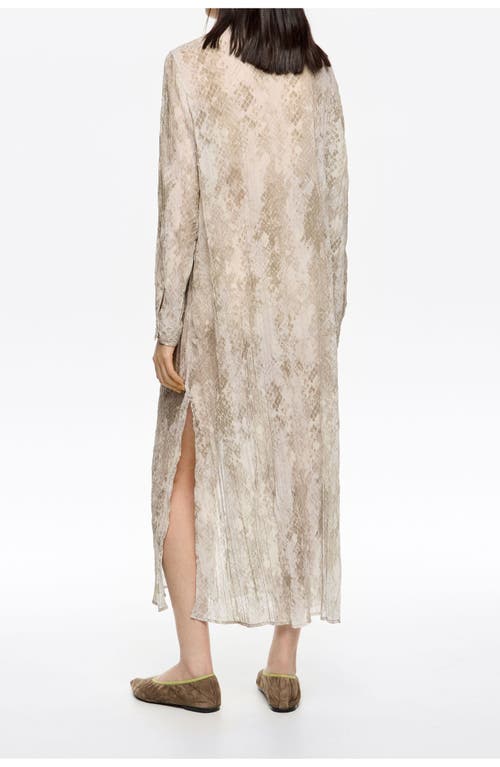 Bimba Y Lola Snake Maxi Tie Pleated Dress In Gray