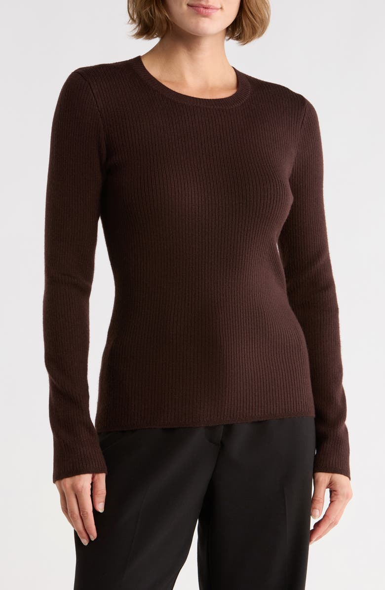rag & bone Annalise Crewneck Sweater, Main, color, Espresso