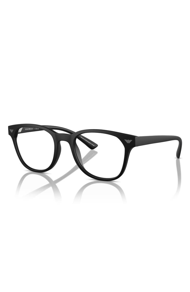 Emporio Armani 52mm Phantos Optical Glasses, Alternate, color, Matte Black / Demo Lens