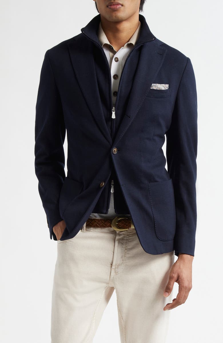 Eleventy Cotton Blend Knit Sport Coat With Removable Bib, Main, color, 