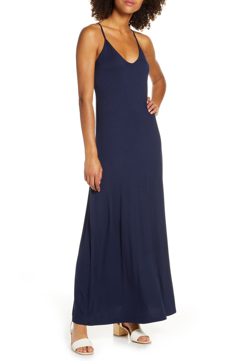 Fraiche by J Racerback V-Neck Maxi Dress, Main, color, 