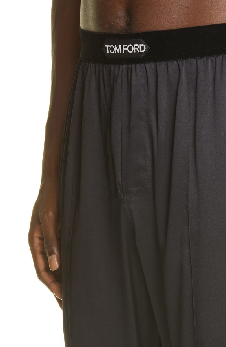 TOM FORD Stretch Silk Pajama Pants, Alternate, color, Black