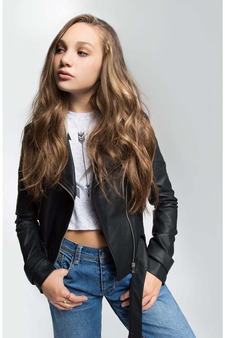 Faux Leather Moto Jacket, Alternate, color, BLACK
