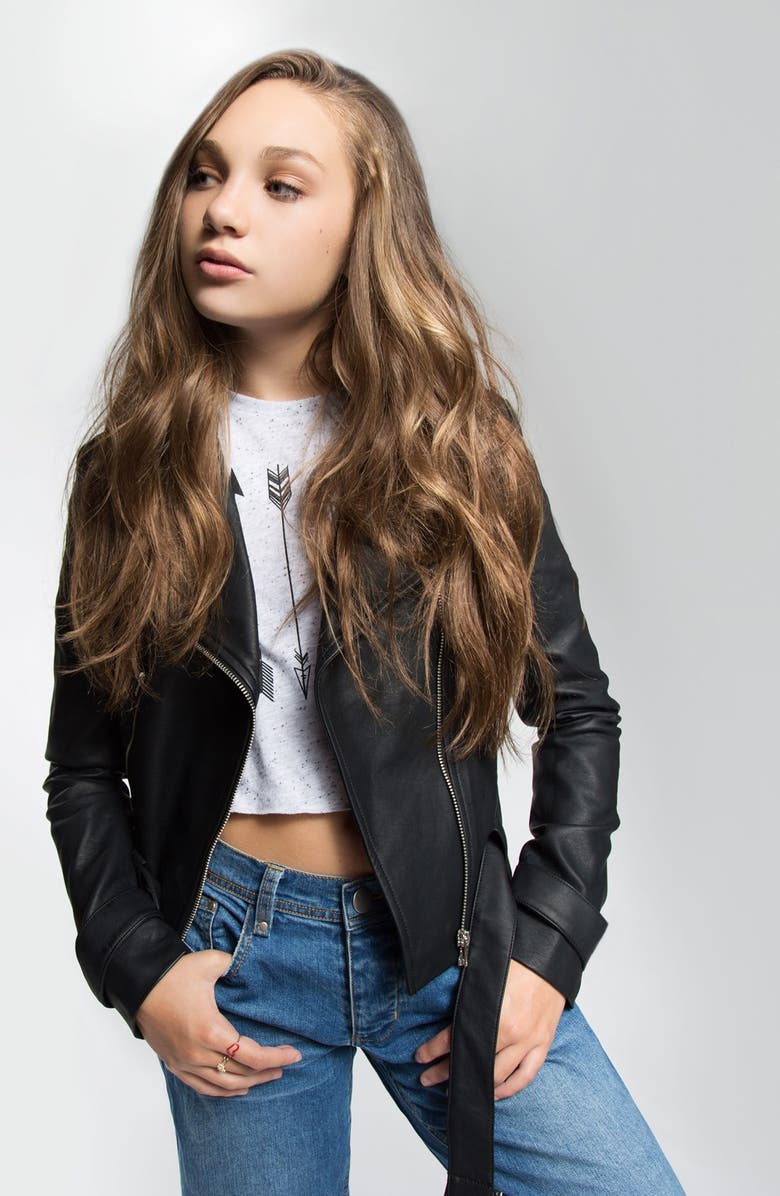 Maddie Faux Leather Moto Jacket, Alternate, color, 