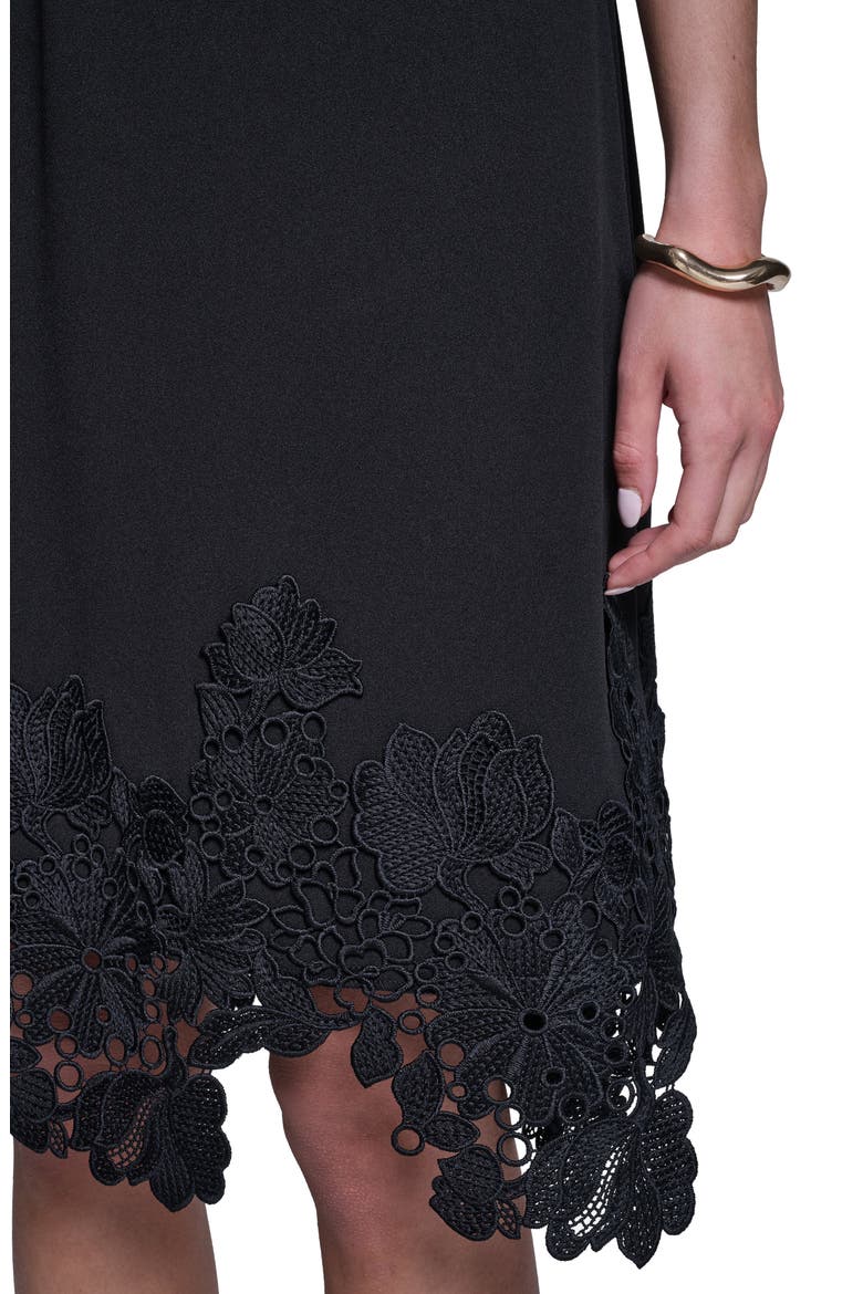 Lace Trim A-Line Dress, Alternate, color, BLACK