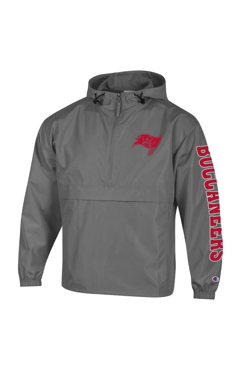 Champion Men's Champion Pewter Tampa Bay Buccaneers Packable Hooded Windbreaker Half-Zip Jacket, Main, color, Pewter