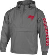 Champion Men's Champion Pewter Tampa Bay Buccaneers Packable Hooded Windbreaker Half-Zip Jacket